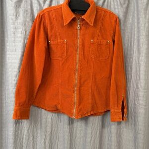 Zara Orange Corduroy Jean Jacket